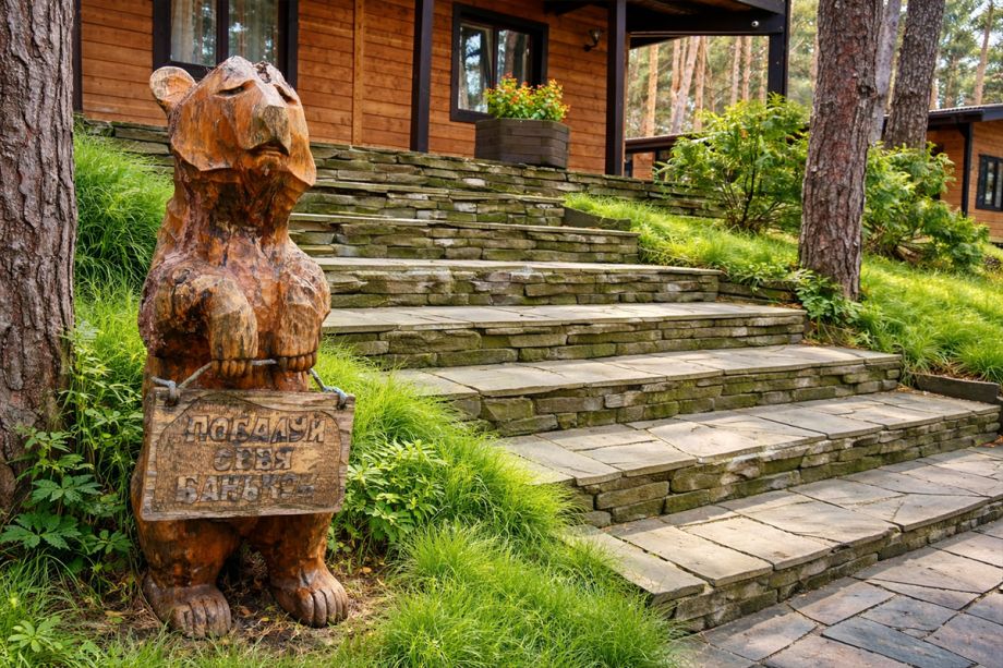 Парная на дровах и бассейн в русской бане базы отдыха «Аркадия»