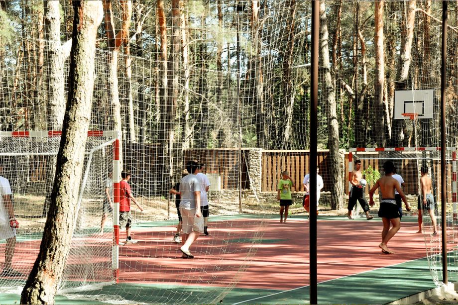 Спортивная площадка на базе отдыха «Аркадия» в сосновом бору